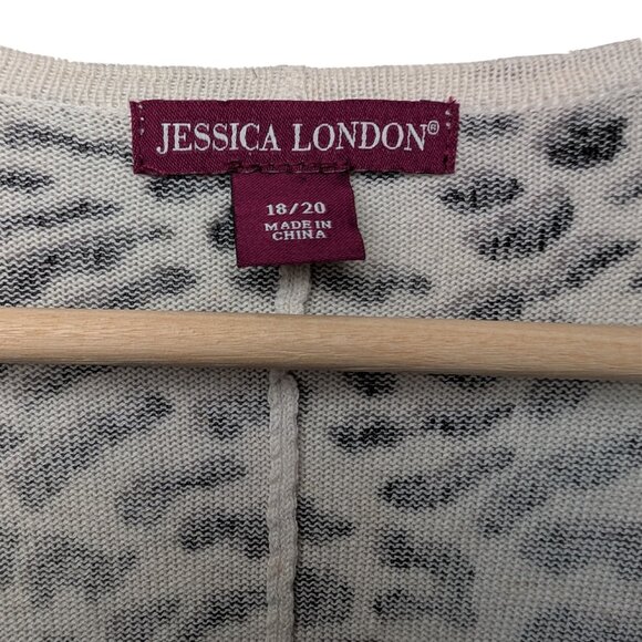 Jessica London Women’s 18/20 Open Knit 2X cardigan Animal Print Sweater - Picture 4 of 6